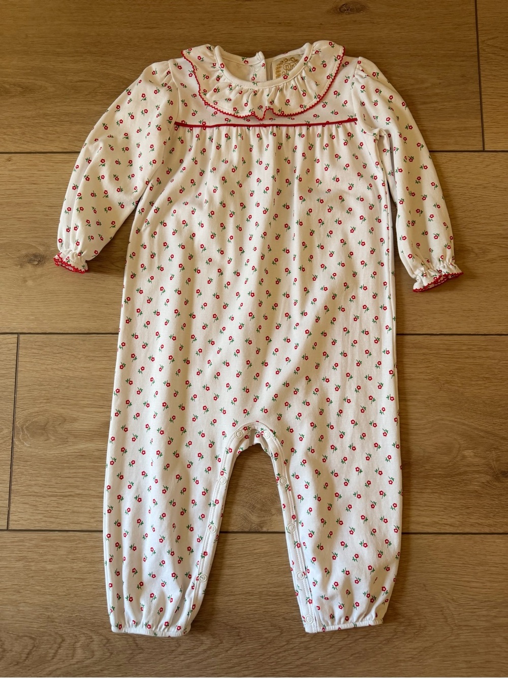 The Beaufort Bonnet Company Cream One-Piece with Red Floral Print